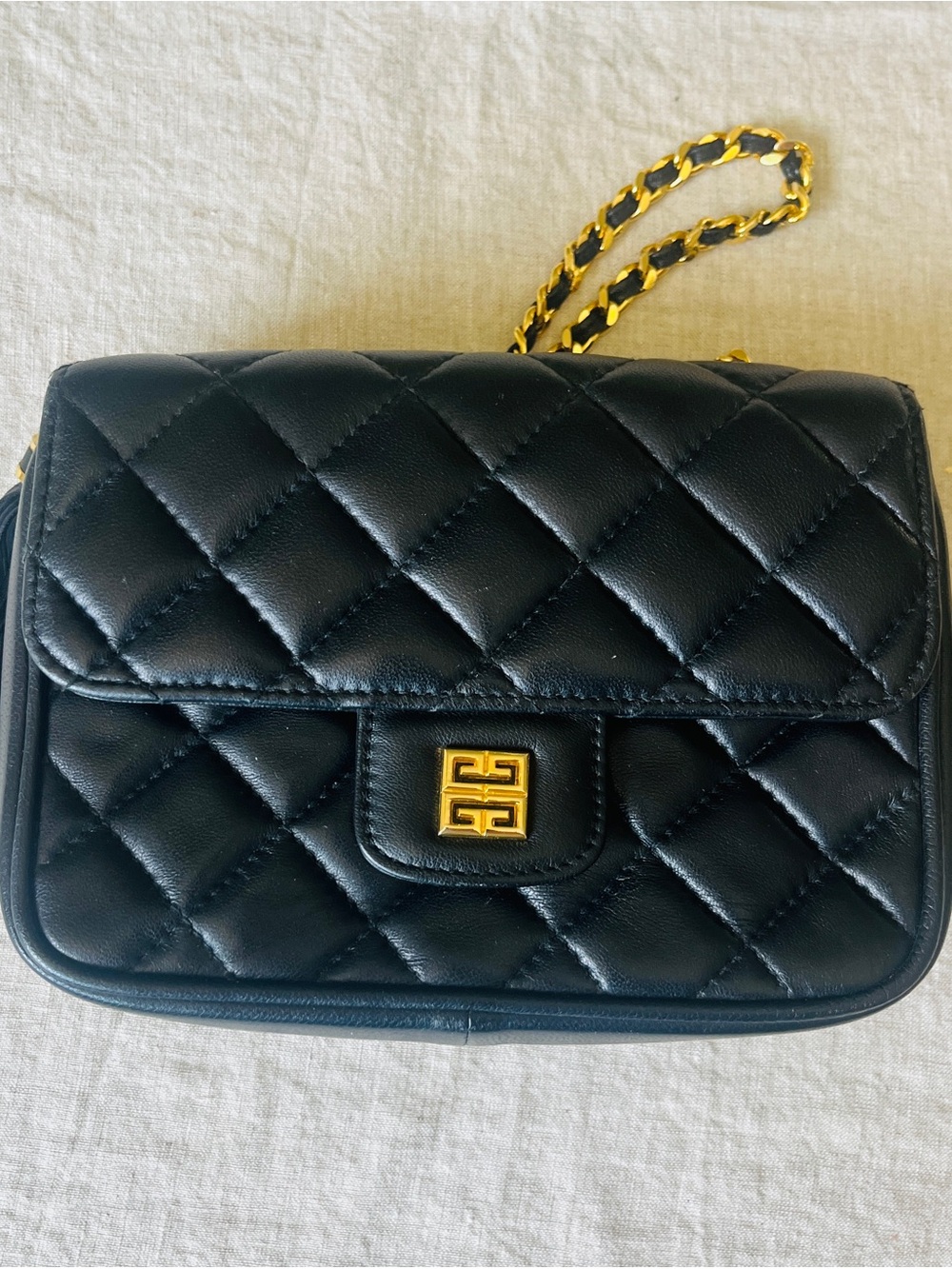 Givenchy Black Quilted Crossbody Bag with Gold Chain- VeryGood Condition